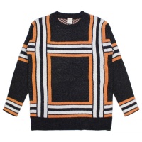 Large Patterned Check Crew Knit