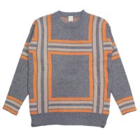 Large Patterned Check Crew Knit