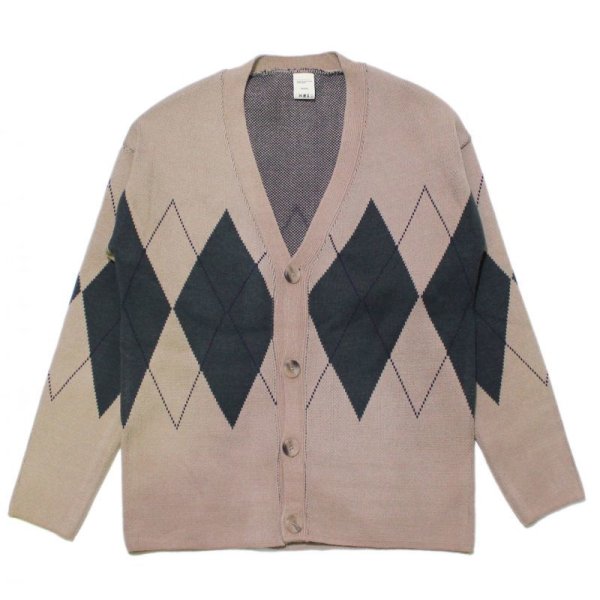 画像1: Argyle Pattern Cardigan